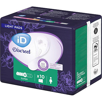 Прокладки урологические ID Light Discreet Super 10 шт/уп